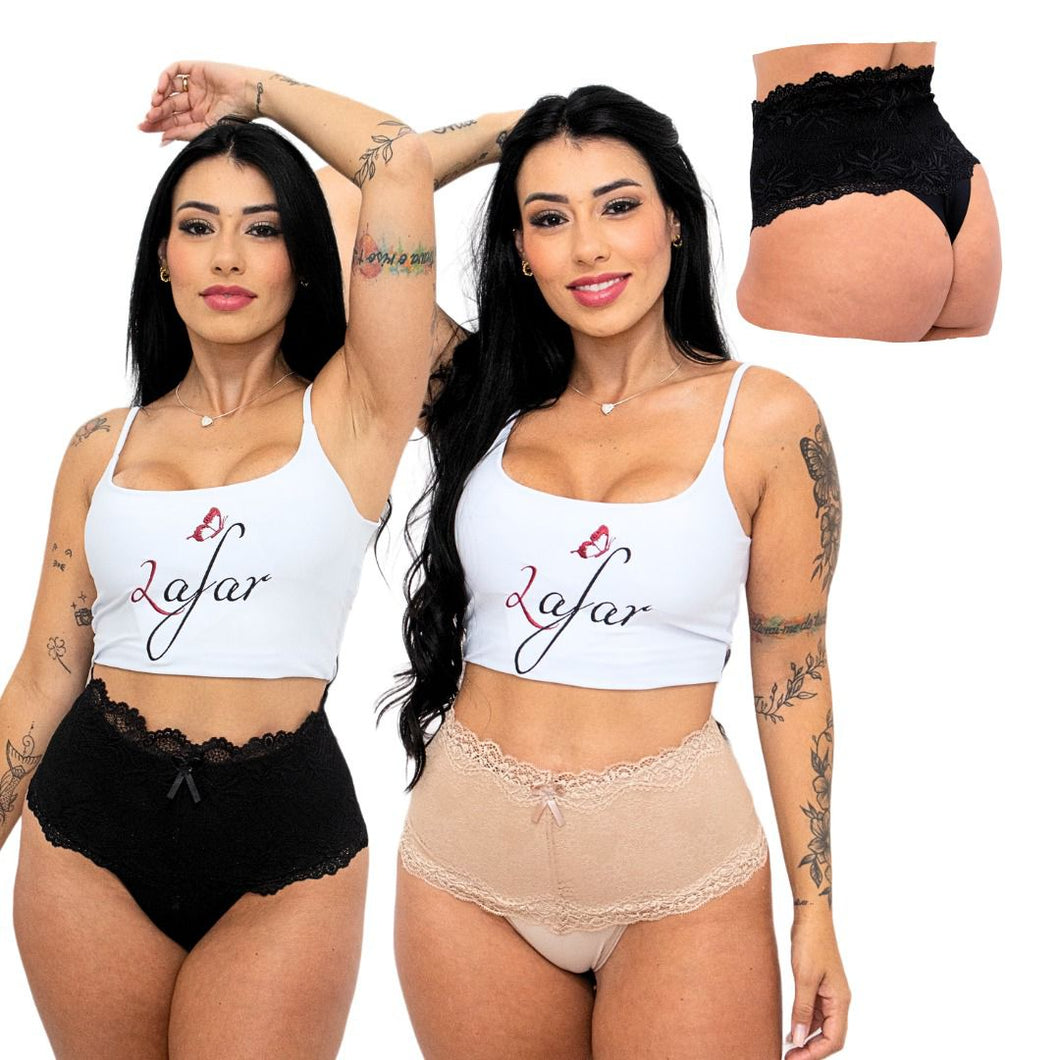 Kit 5 Calcinhas Cinta Modeladora Rendada FIO DUPLO  (PROMOÇÃO DE LANÇAMENTO - Frete Grátis)