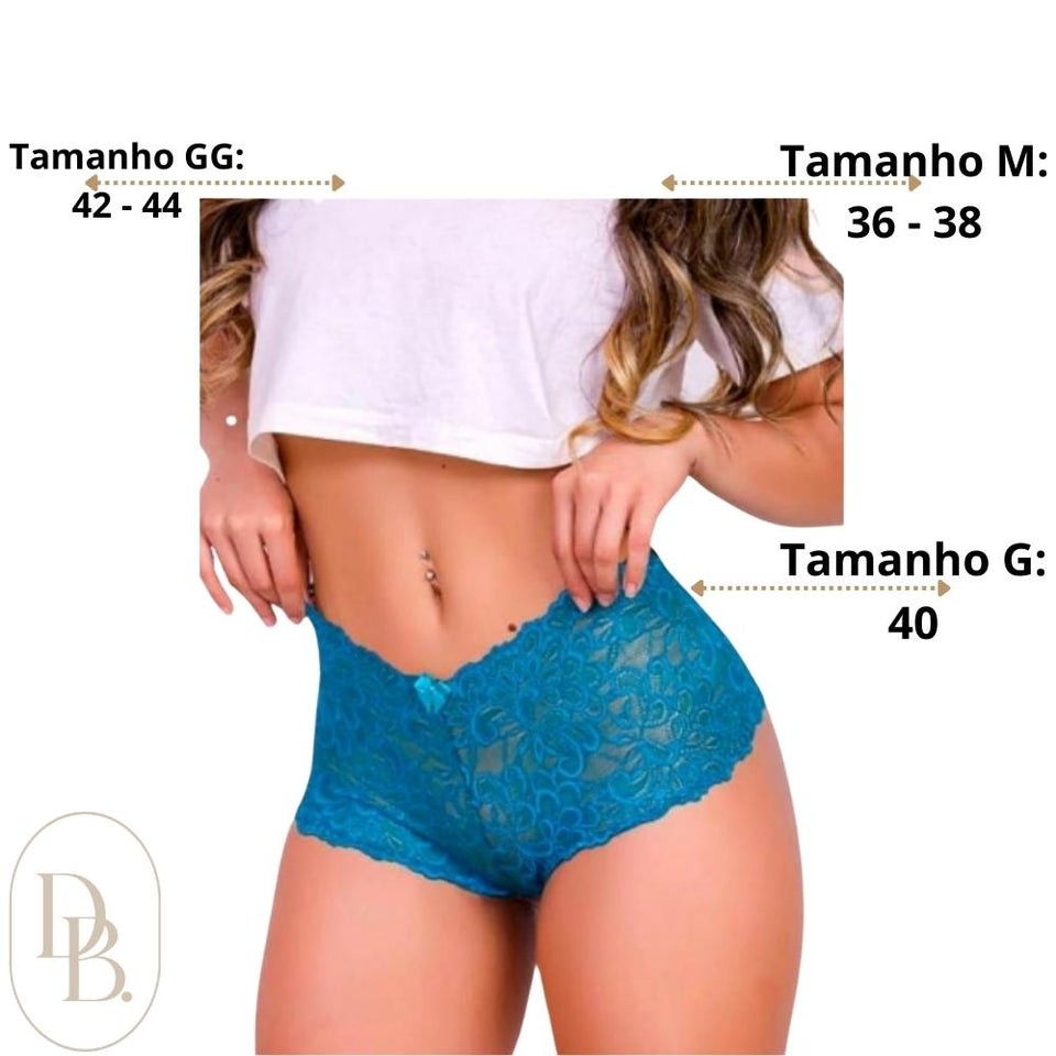 Kit Calcinha Short Rendada Leonora (PROMOÇÃO LANÇAMENTO - FRETE GRÁTIS SÓ HOJE)