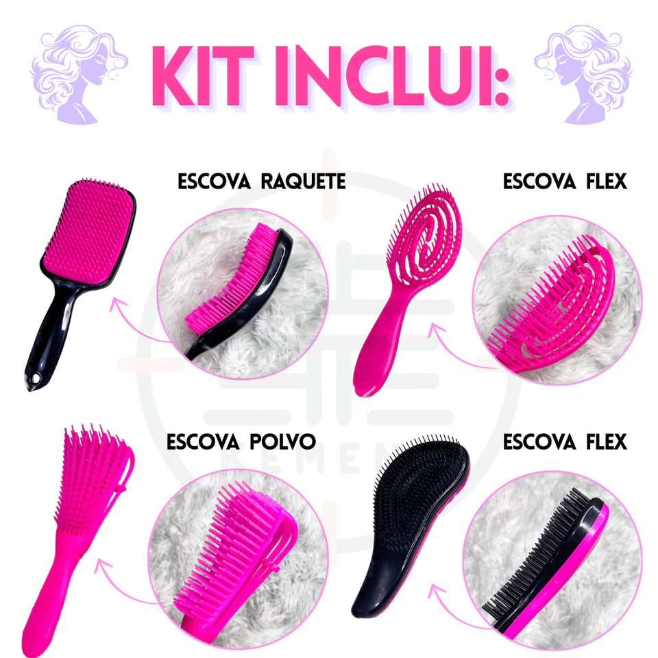 Kit Escovas Espelho Meu (Brinde: Touca de Cetim - Promoção Relâmpago)