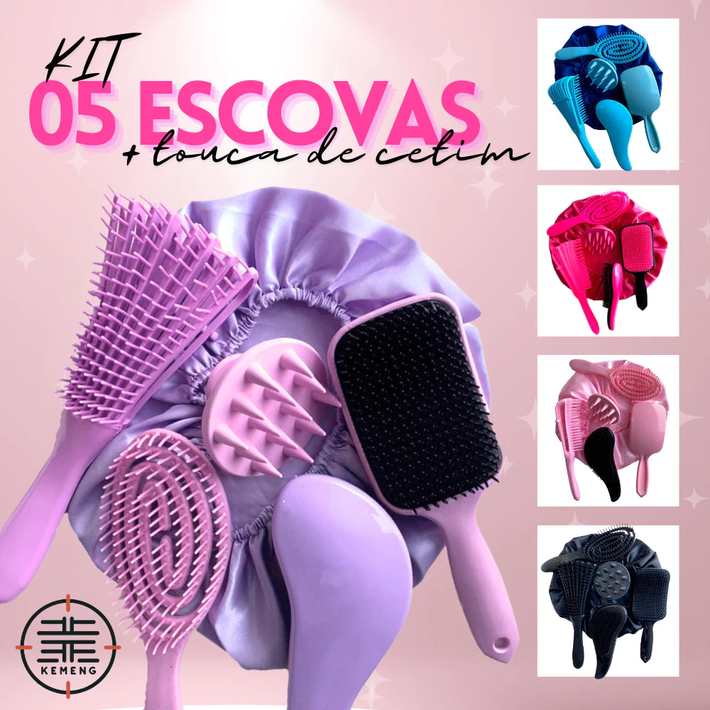 Kit Escovas Espelho Meu (Brinde: Touca de Cetim - Promoção Relâmpago)
