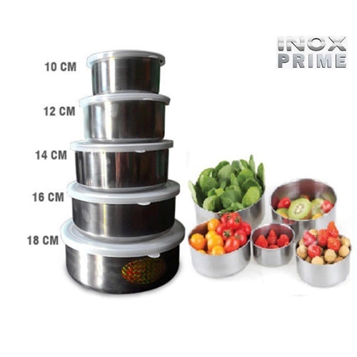 Kit Potes inox Bonox - 5 peças (PROMOÇÃO RELÂMPAGO)