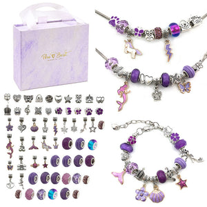 Pulseiras Princess e Berloques DIY em Prata - Kit 64 Peças (PROMOÇÃO RELÂMPAGO)
