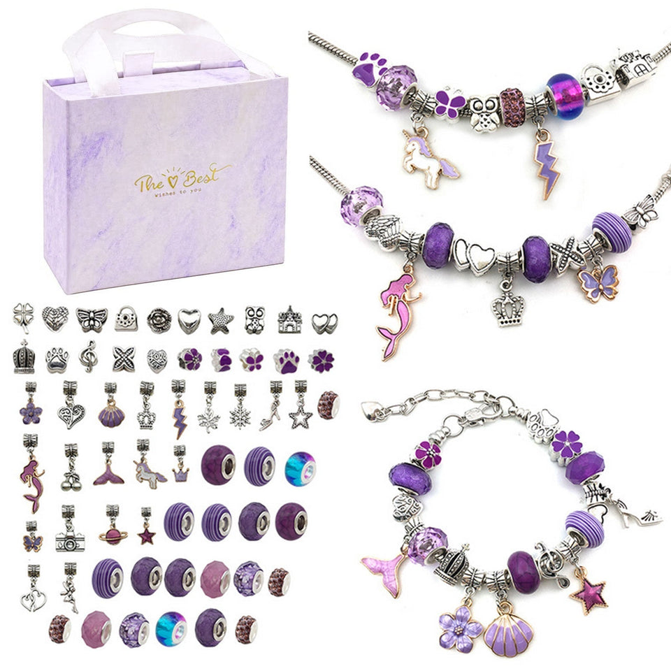 Pulseiras Princess e Berloques DIY em Prata - Kit 64 Peças (PROMOÇÃO RELÂMPAGO)